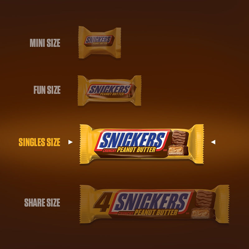 Snickers Peanut Butter Squared Chocolate Candy Bars, 1.78 oz, Pack of 18 (MMM39412)