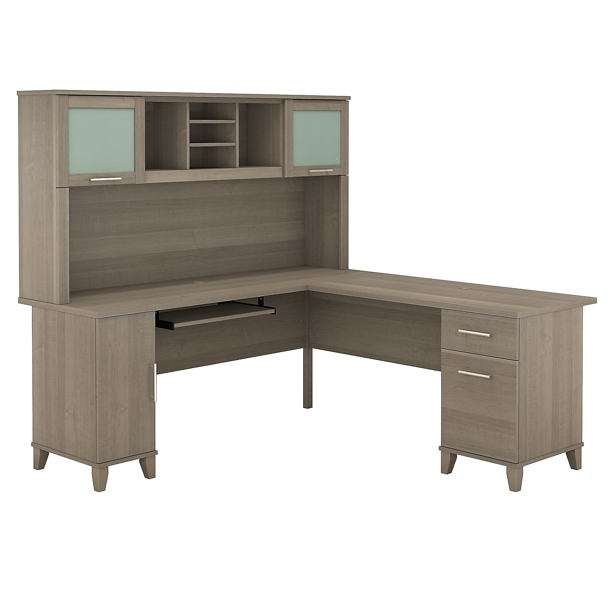 Bush Furniture Somerset 72"W L Shaped Desk with Hutch, Ash Gray (SET001AG)