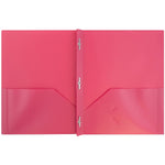 JAM Paper POP 2-Pocket Plastic Folders with Metal Prongs Fastener Clasps, Fuchsia Hot Pink, 6/Pack (382ECfu)