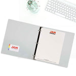 JAM Paper 1 1/2" 3-Ring Flexible Poly Binders, Clear Glass Twill (762T15CL)