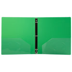 JAM Paper Heavy Duty 1" 3-Ring Flexible Poly Binders, Green (751T1GR)