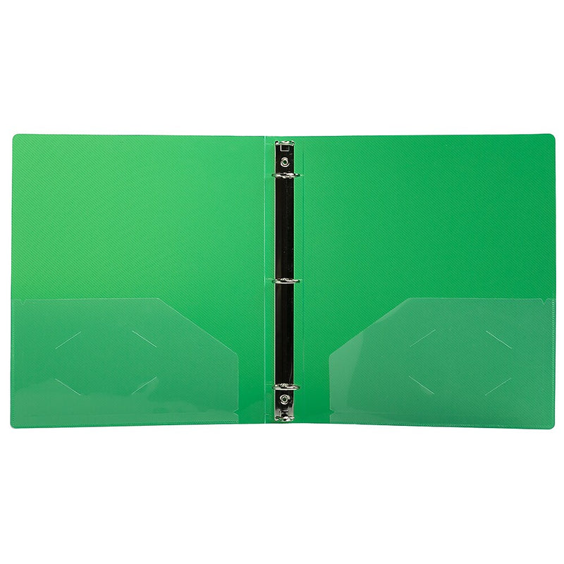 JAM Paper Heavy Duty 1" 3-Ring Flexible Poly Binders, Green (751T1GR)
