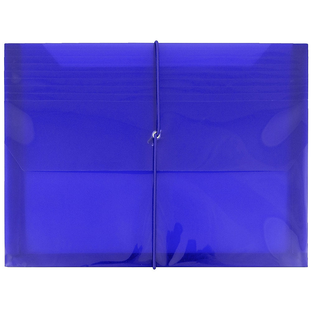 JAM Paper® Plastic Expanding Envelope, Elastic Closure, 9.75" x 13" w/ 2" Expansion, Blue (218E25BU)