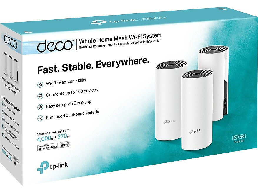 TP-LINK Deco M4 AC867 Dual Band Mesh WiFi 5 Router, White/Black, 3/Pack (DECO M4 3/Pack)