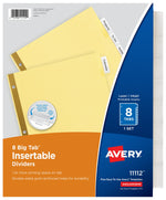 Avery Big Tab Insertable Paper Dividers, Clear 8 Tab, Buff  (11112)