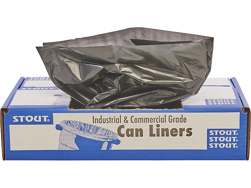 Stout 56 Gallon Industrial Trash Bag, 40" x 48", Low Density, 1.5, Brown, 100 Bags/Box (STOT4048B15)