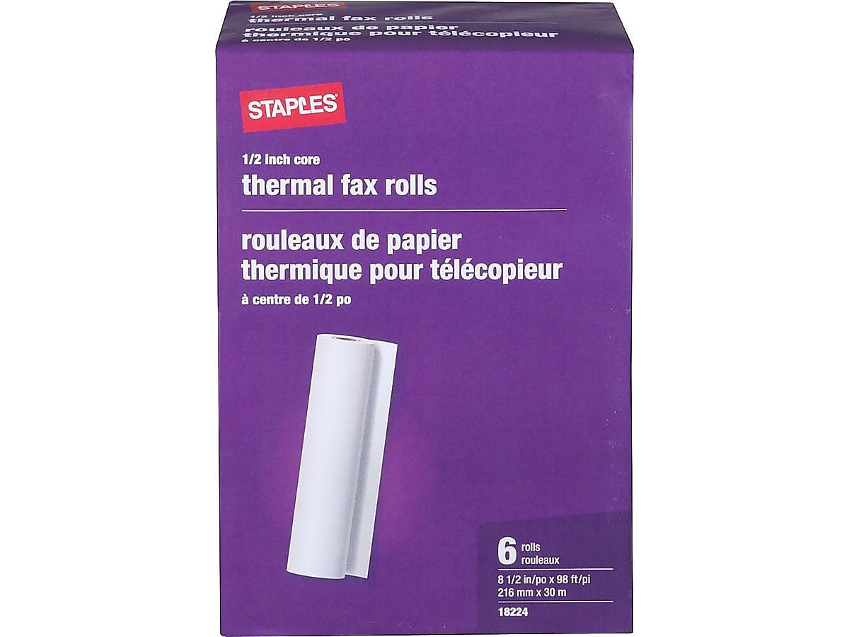 Staples® 8.5" x 98' Thermal Fax Paper, 6 Rolls/Pack (27123/269571/18)