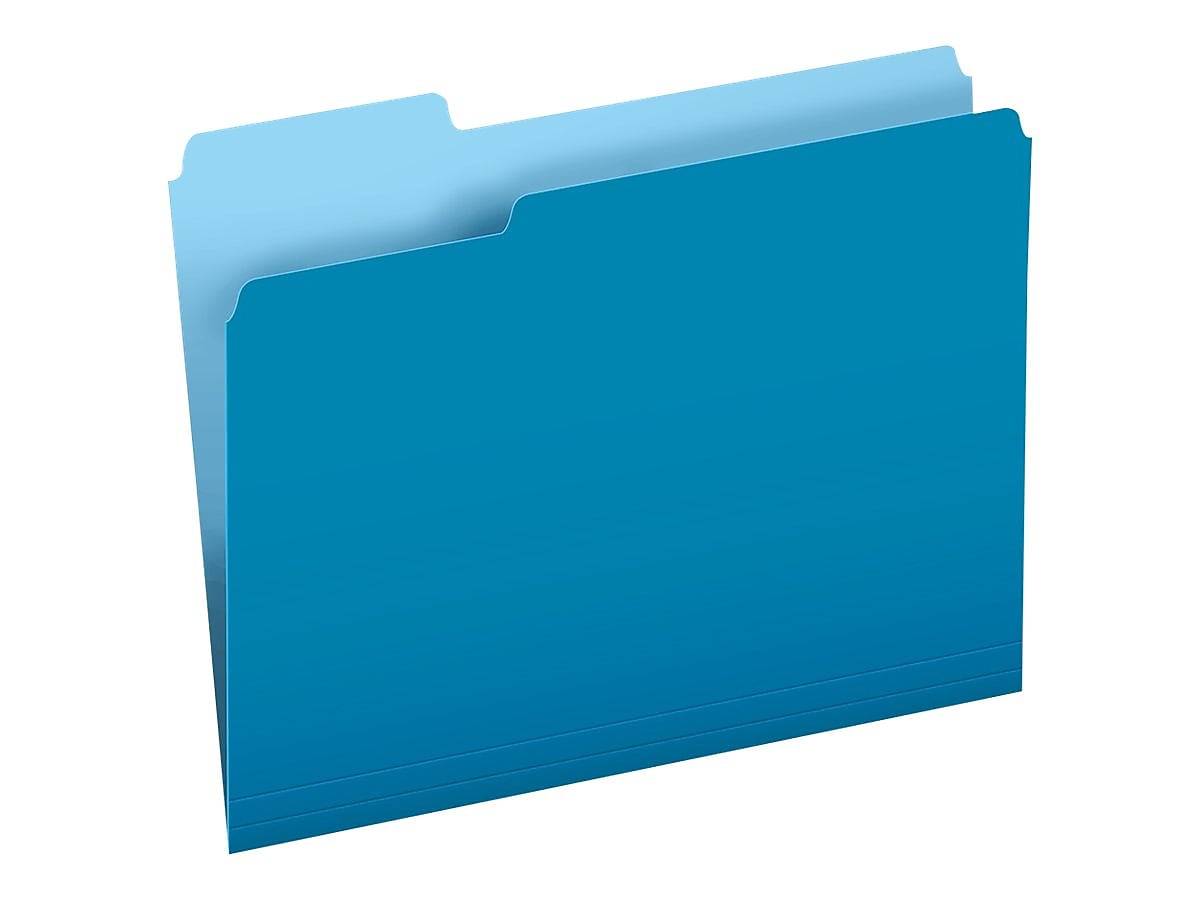 Pendaflex Two-Tone File Folder, 1/3-Cut Tab, Assorted, Letter Size, Blue, 100/Box (152 1/3 BLU)