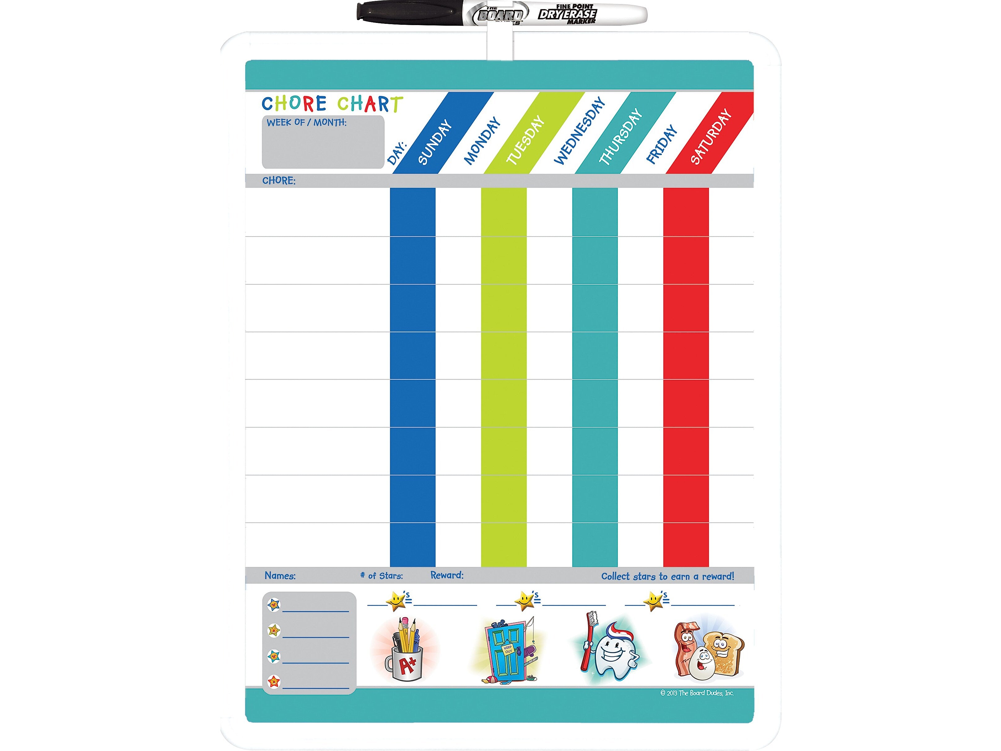 Board Dudes Colors Chore Chart, 14" x 11" (13867VA240-4)