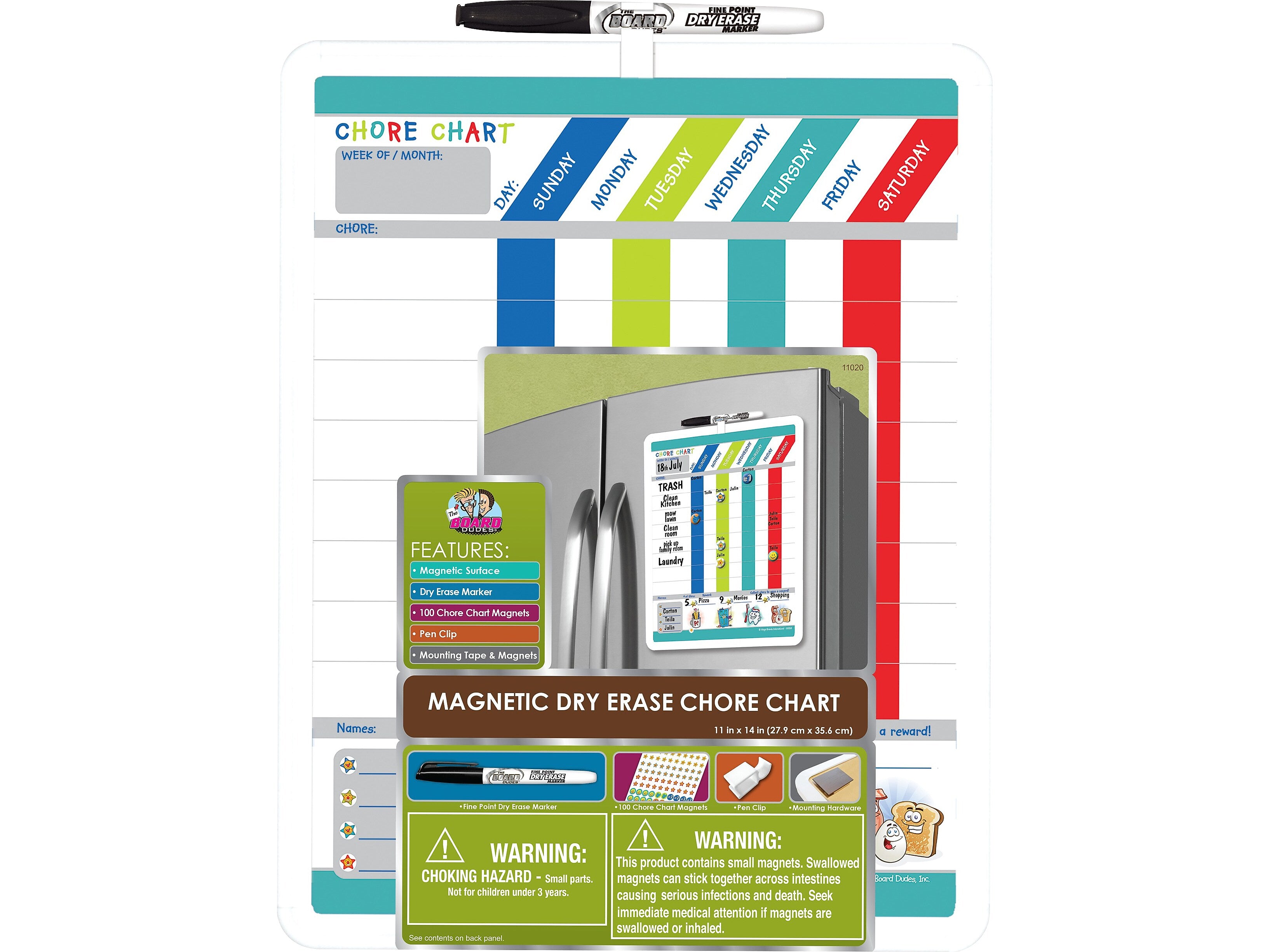 Board Dudes Colors Chore Chart, 14" x 11" (13867VA240-4)
