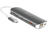 j5create USB-C to HDMI/RJ-45/USB Adapter, Male to Female, Black (JCD383)