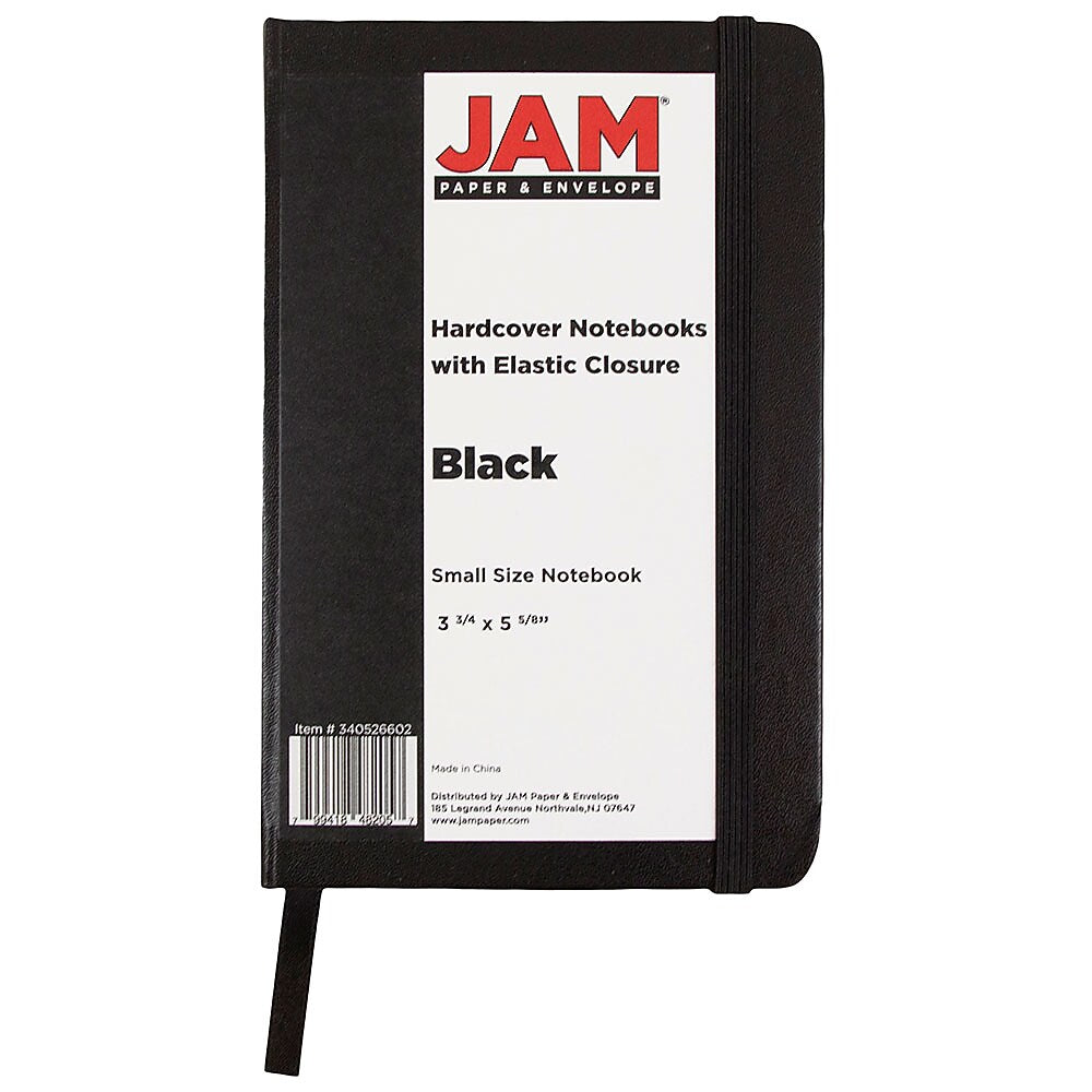 JAM Paper Pocket Notebook, 3.75" x 5.625", Narrow Ruled, 100 Sheets, Black (340526602)