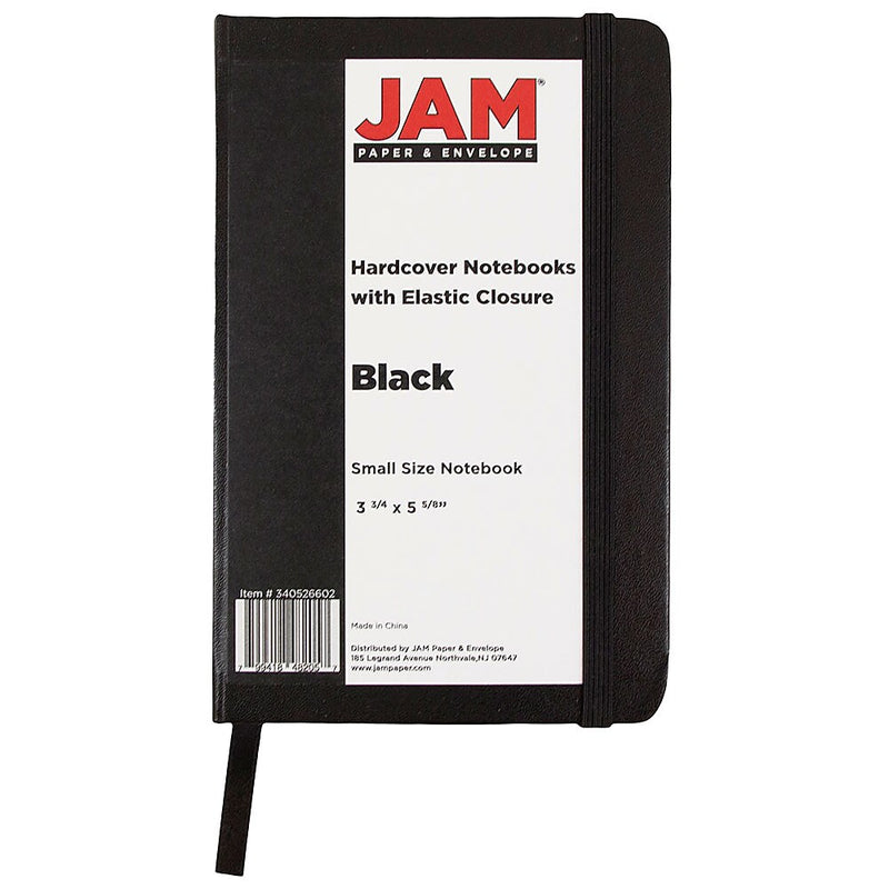 JAM Paper Pocket Notebook, 3.75" x 5.625", Narrow Ruled, 100 Sheets, Black (340526602)