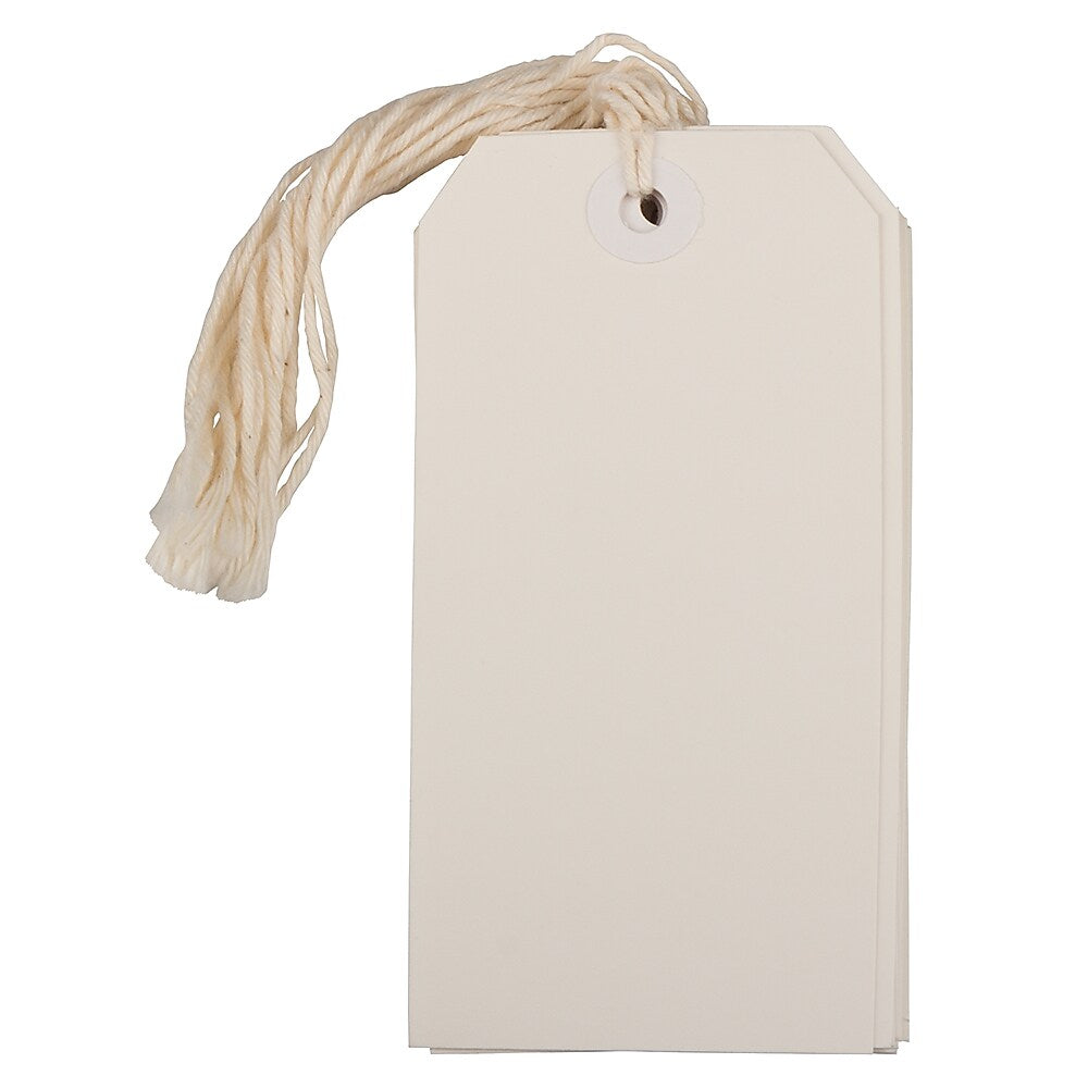 JAM PAPER 4 3/4" Gift Tags with String, White, 100/Pack (3919712B)