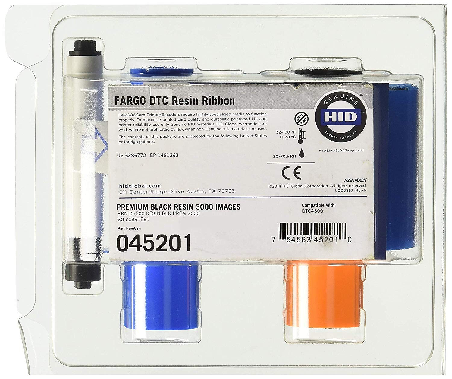 Fargo® Ribbon Cartridge for DTC4500 Card Printer, YMCKO (45200)