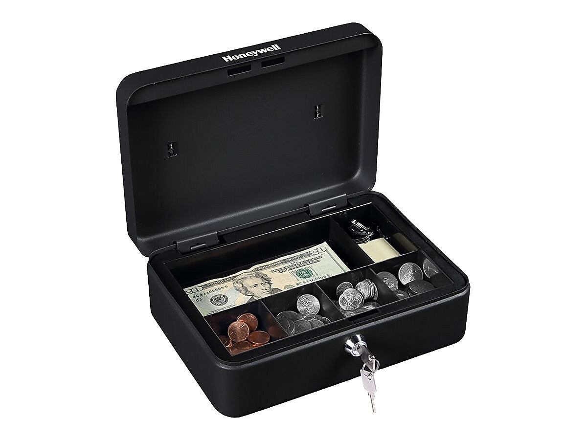 Honeywell Cash Box, 6 Compartments, Black (6112)