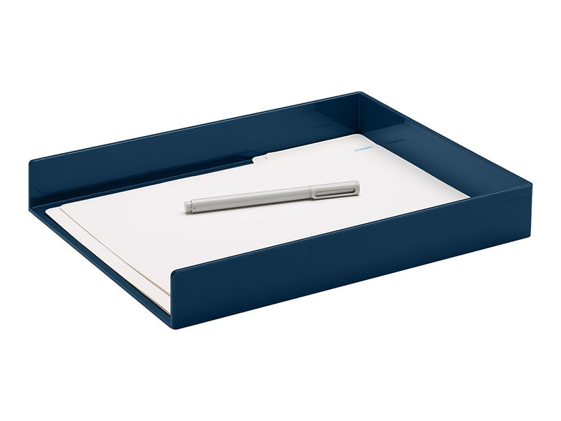 Poppin Stackable Front Loading Letter Tray, Slate Blue (105971)