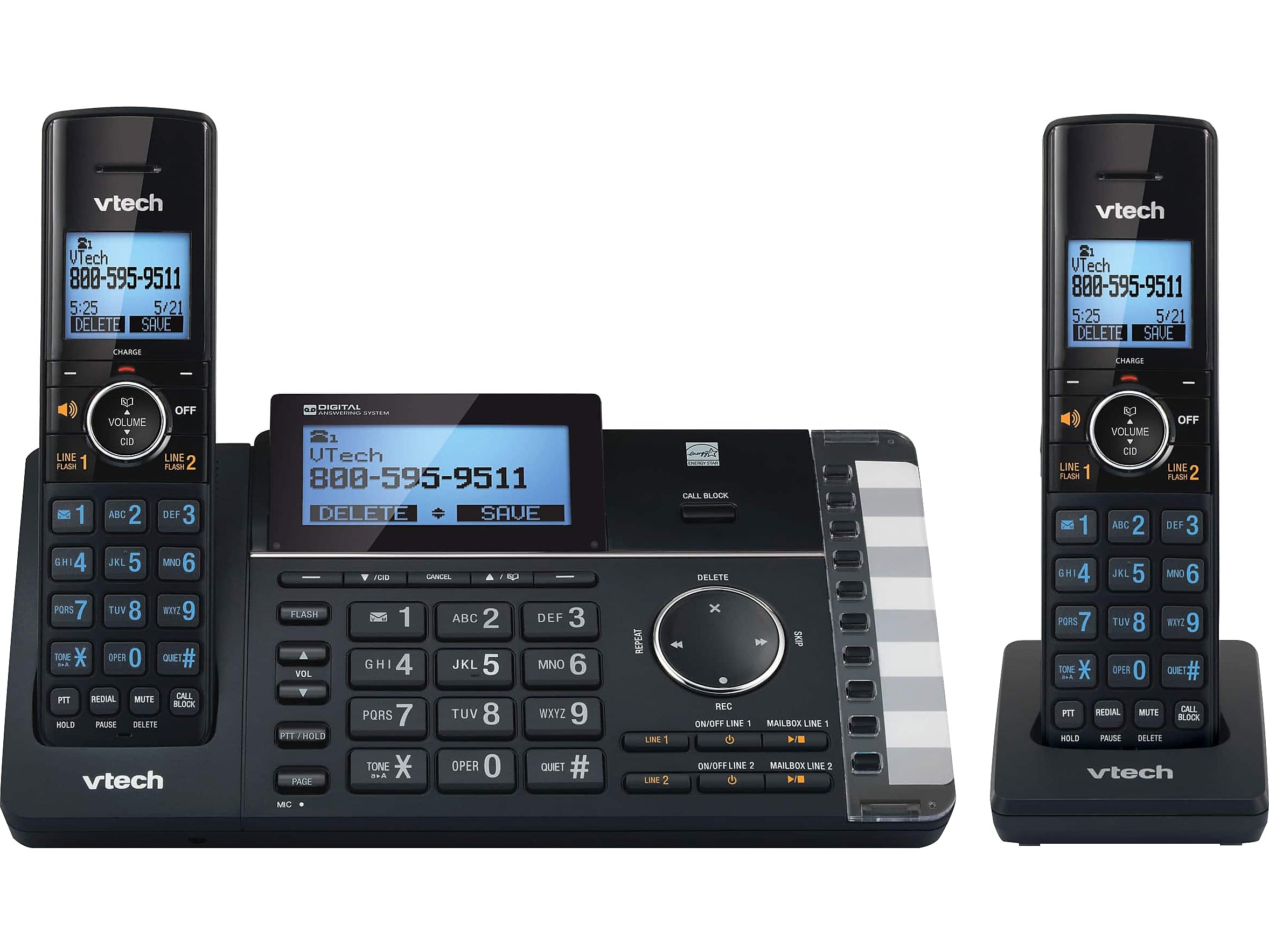 VTech 2-Handset Cordless Telephone, Black (DS6251-2)