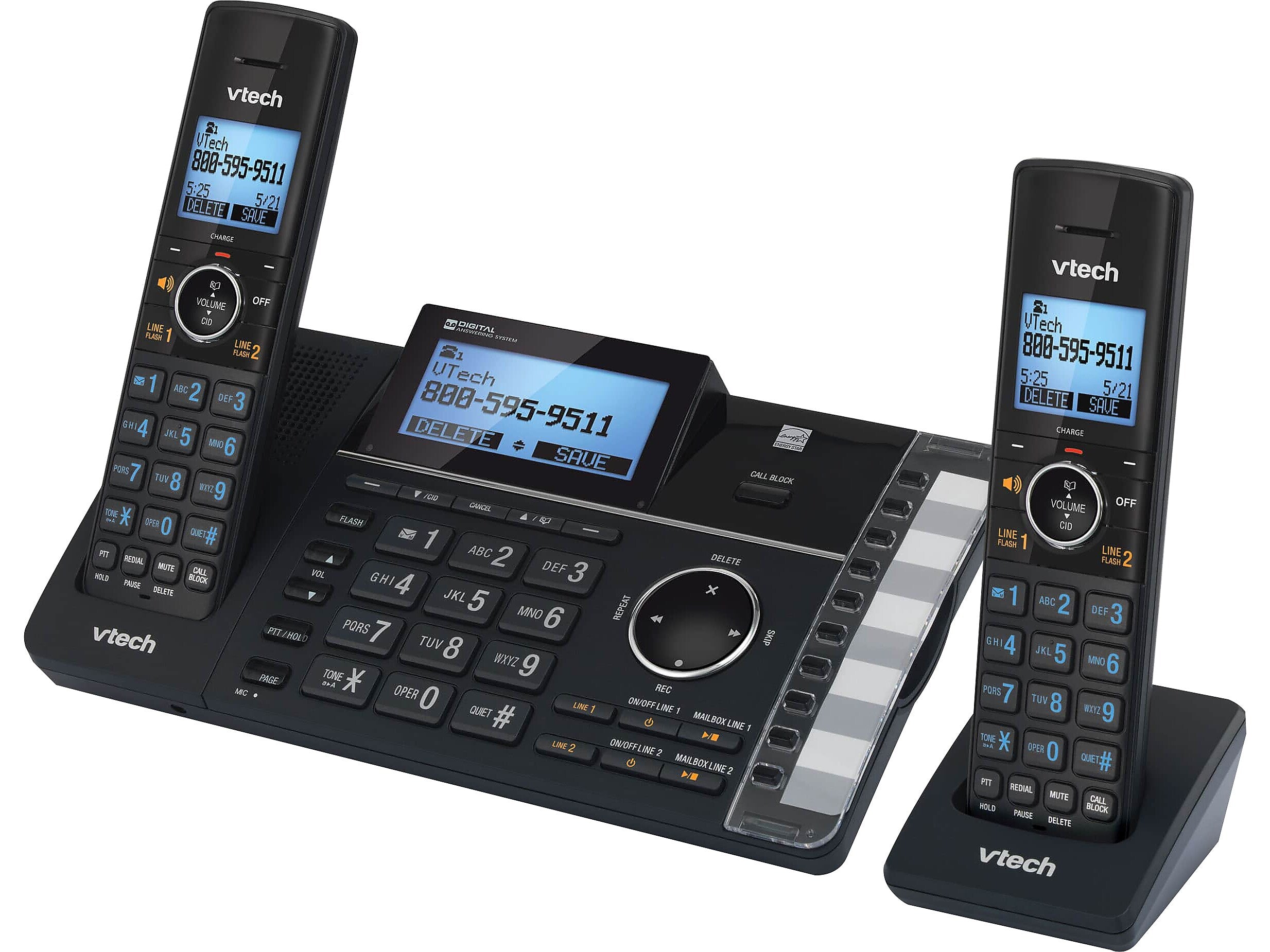 VTech 2-Handset Cordless Telephone, Black (DS6251-2)