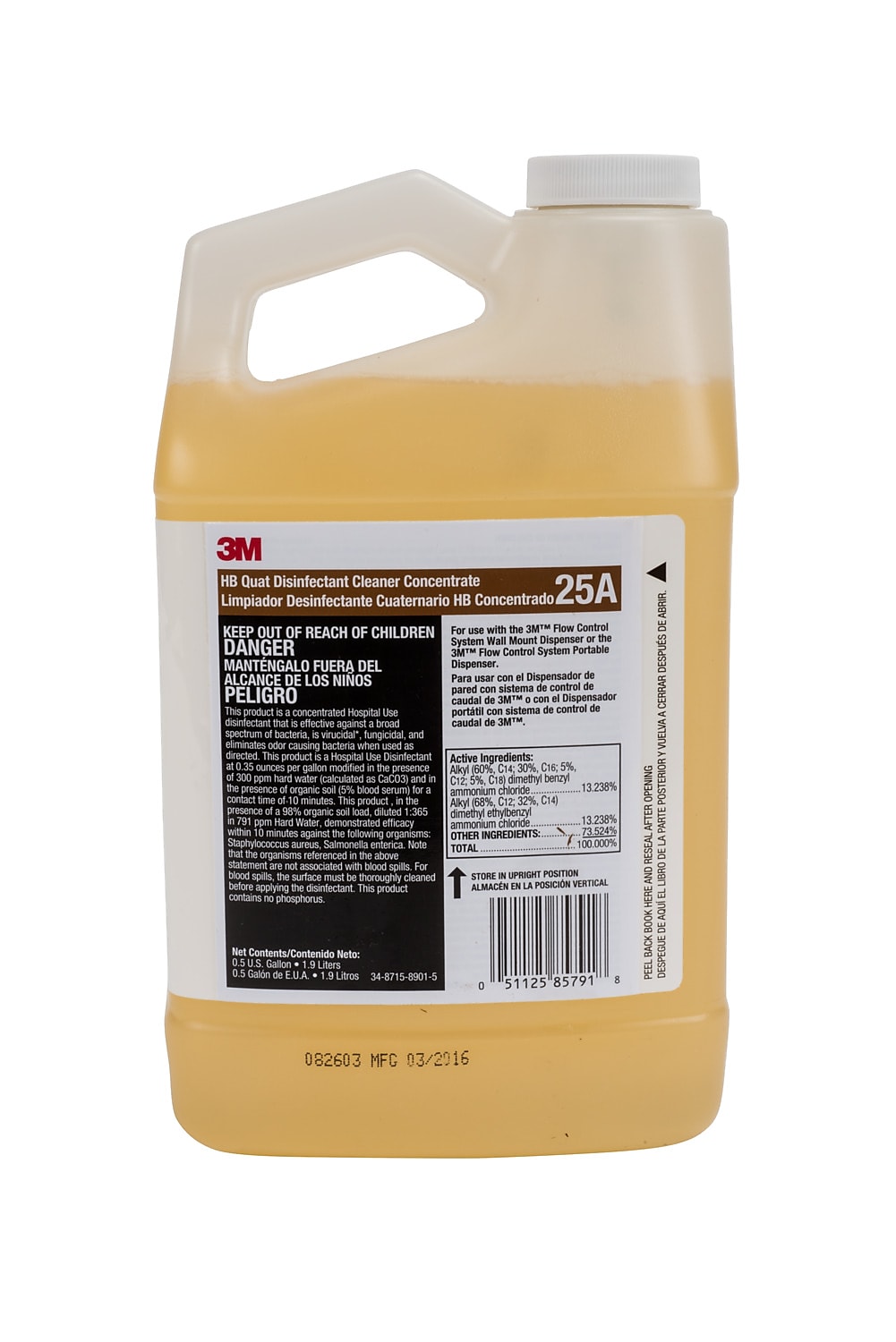 3M™ HB Quat Disinfectant Cleaner Concentrate 25A, 0.5 Gallon, 4/Case