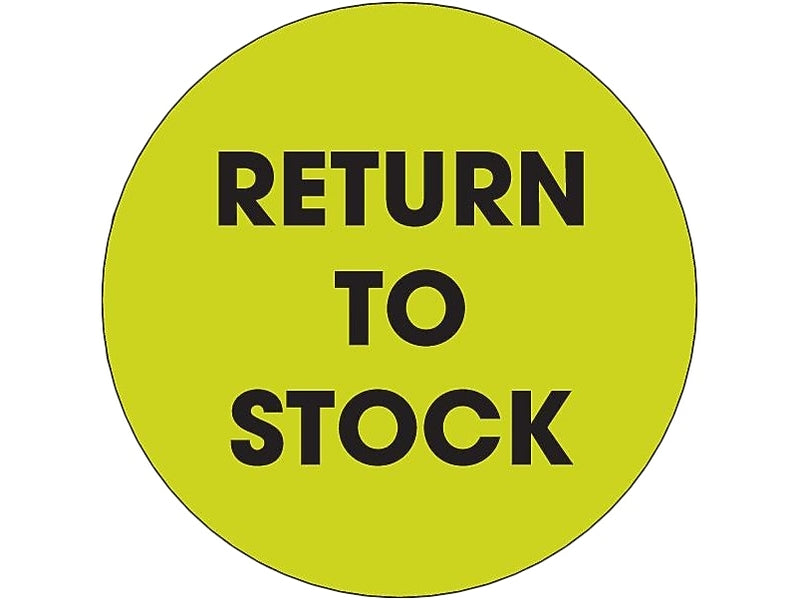 Decker Tape Products Return To Stock Identification & Color Coding Labels, 2"Dia., Yellow/Black, 500 Labels/Roll (DL3574)