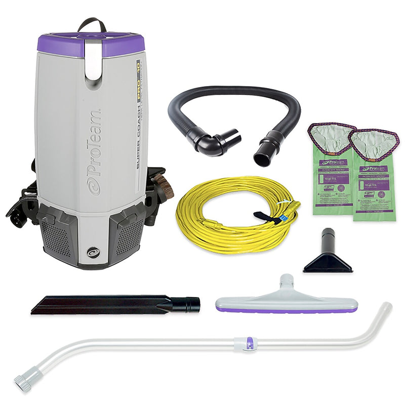 ProTeam Super Coach Pro 10 Backpack Vacuum w/Telescoping Wand, Gray/Purple (107303)