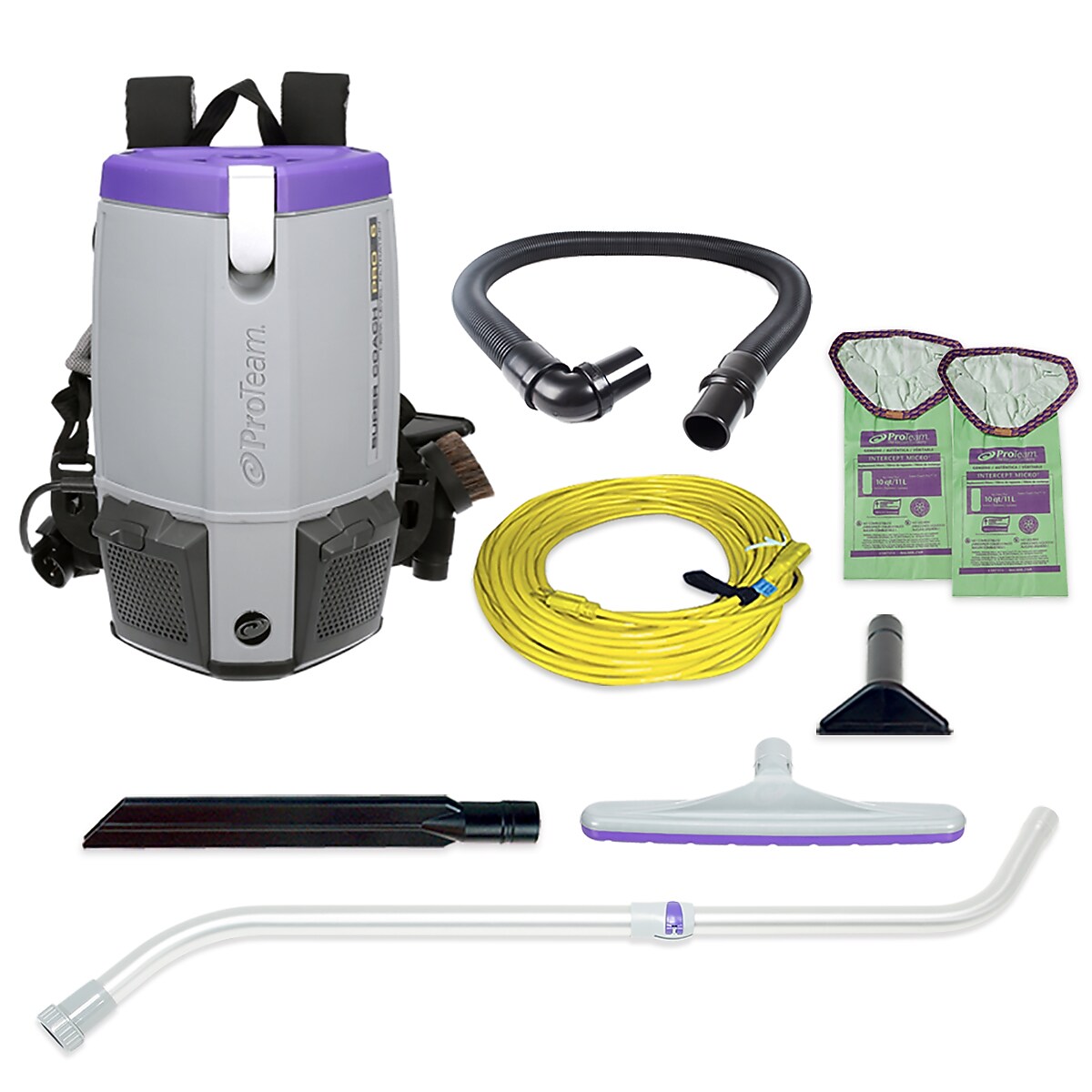 ProTeam Super Coach Pro 6 Backpack Vacuum, Gray/Purple (107310)