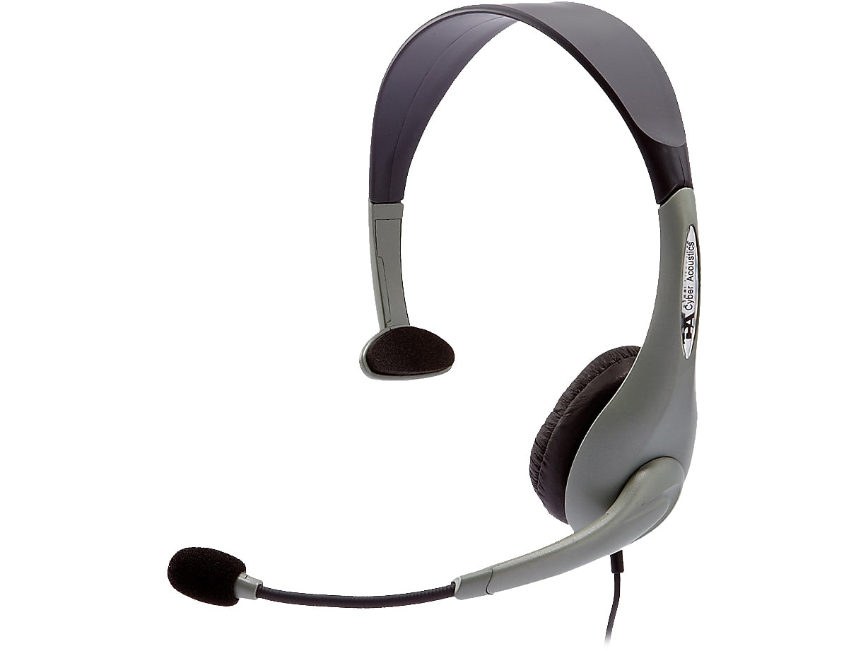 Cyber Acoustics Noise Canceling Mono Computer Headset, Over-the-Head, Grey (AC-840)