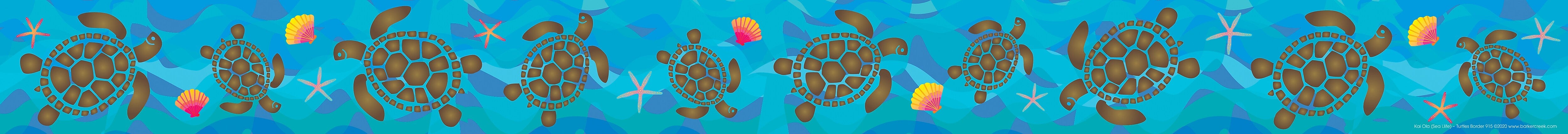Barker Creek Double-Sided Border, 35" x 3", Kai Ola Sea Turtles, 12/Pack (BC915)