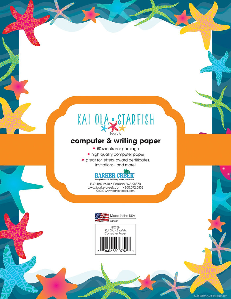 Barker Creek Kai Ola Computer Paper, 8.5" x 11", 60 lbs., Multicolored, 50 Sheets/Pack (BC758)