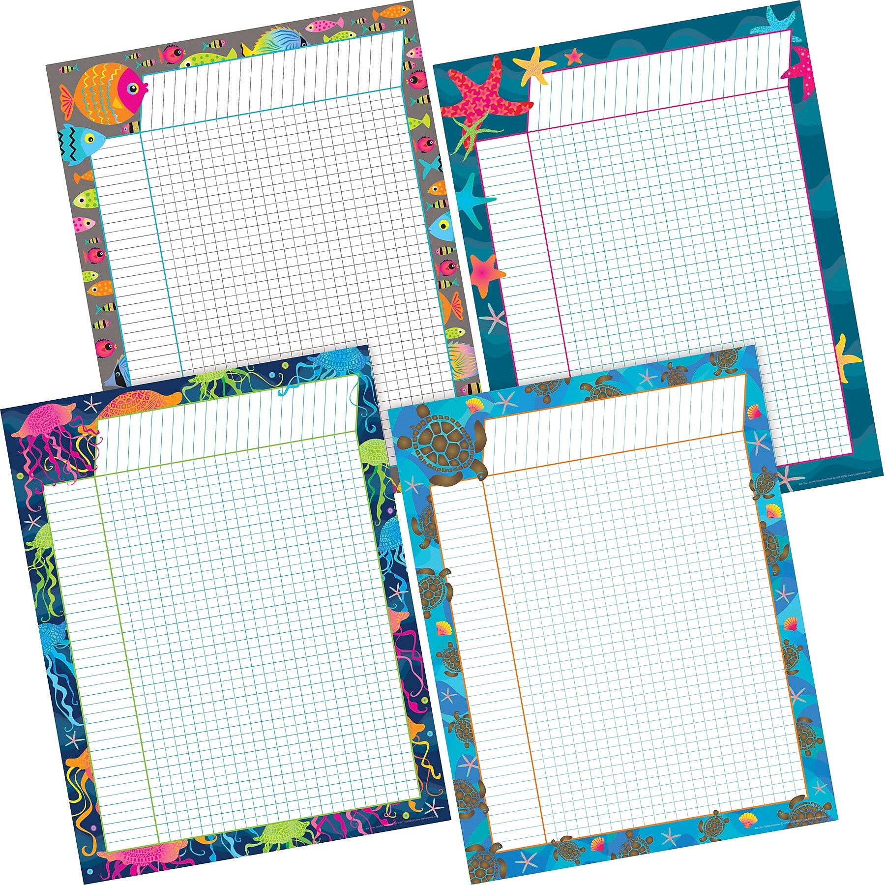 Barker Creek Kai Ola Incentive Chart Set, 17" x 22", Multicolored, 4/Set (LL579)