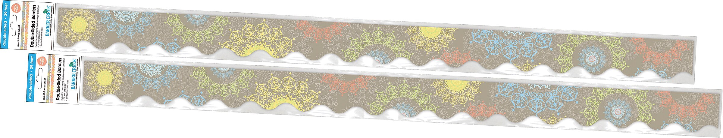 Barker Creek Double-Sided Scalloped Border, 36" x 2.25", Mindfulness Sunset, 26/Pack (BC4001)