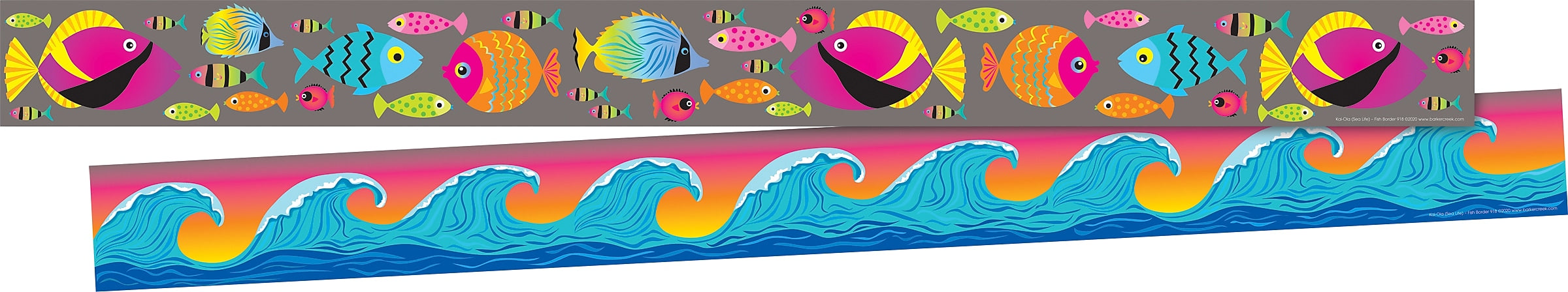 Barker Creek Double-Sided Border, 35" x 3", Kai Ola Sea Tropical Fish, 12/Pack (BC918)