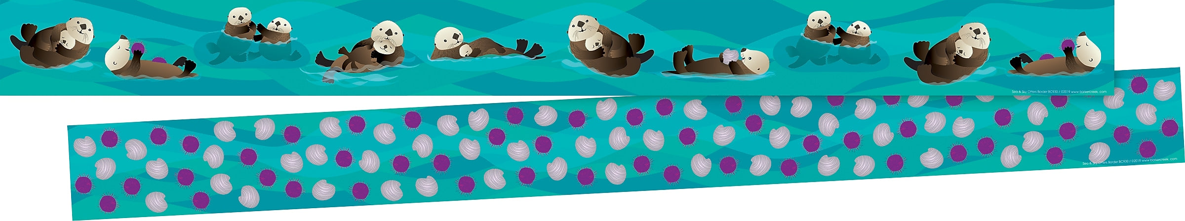 Barker Creek Double-Sided Border, 35" x 3", Sea & Sky Otters, 24/Pack (BC4014)