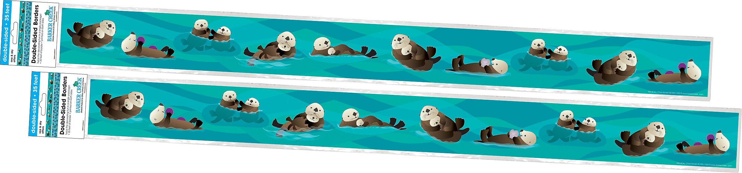 Barker Creek Double-Sided Border, 35" x 3", Sea & Sky Otters, 24/Pack (BC4014)
