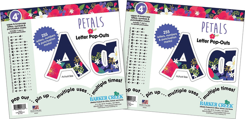 Barker Creek Petals & Prickles  4" Letters and Numbers, Multicolored, 510/Pack (BC3982)