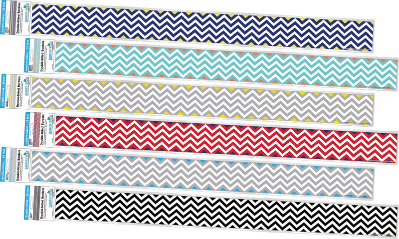 Barker Creek Double-Sided Border Set, 35" x 3", Chevron, 6 designs, 72/Set (BC4000)
