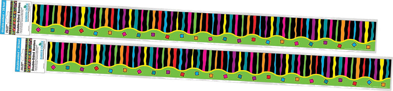 Barker Creek Double-Sided Border, 35" x 3", Neon Stripes & Flowers, 24/Pack (BC4021)