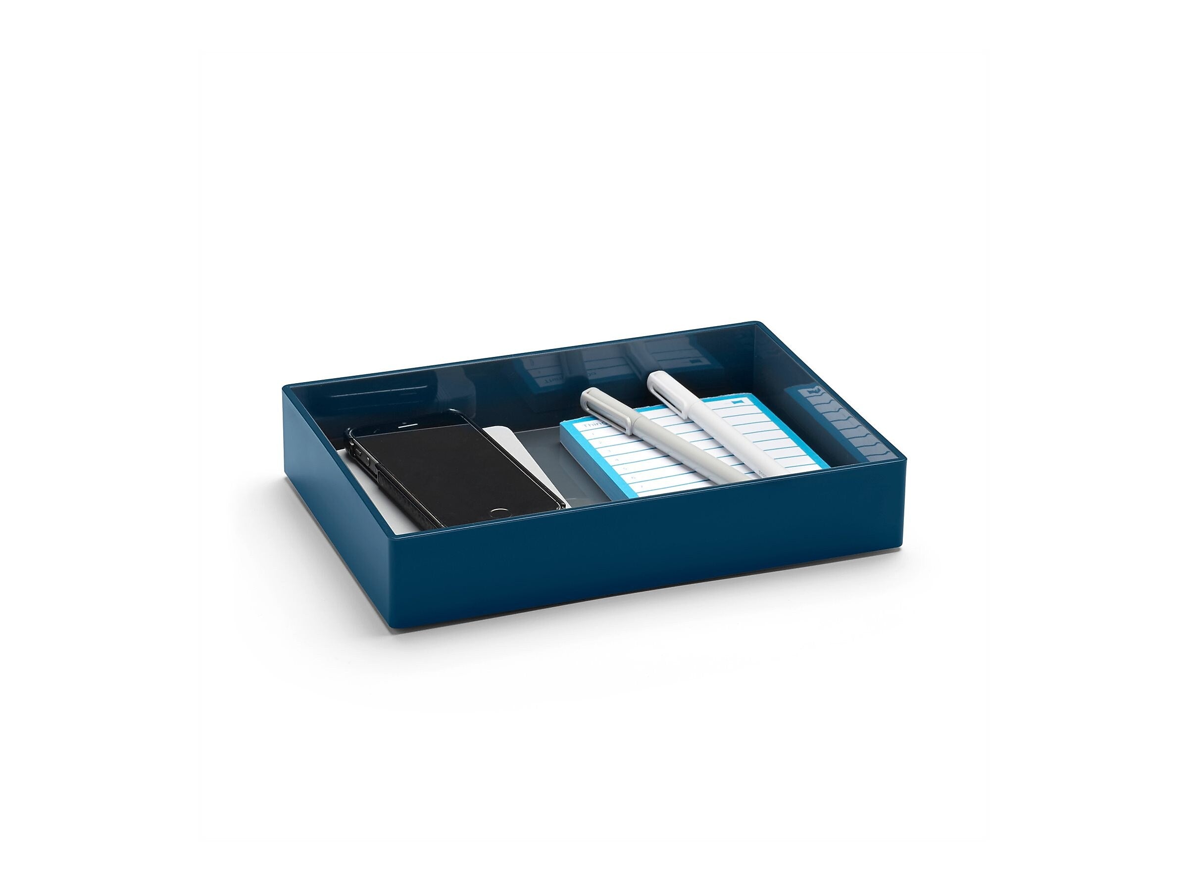 Poppin Stackable Plastic Desk Tray, Slate Blue (105975)