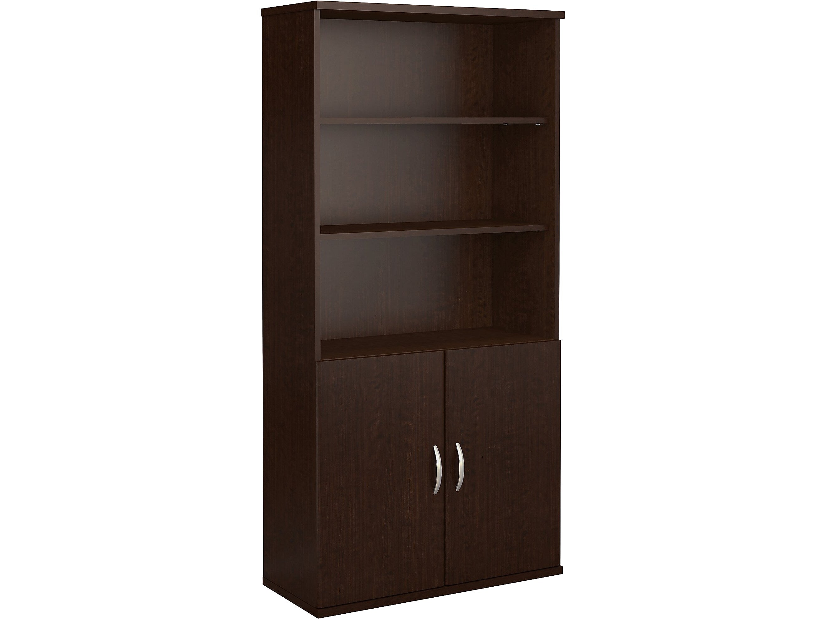 Bush Business Furniture Westfield 73"H 5-Shelf Bookcase with Adjustable Shelves, Mocha Cherry Wood (SRC103MR)