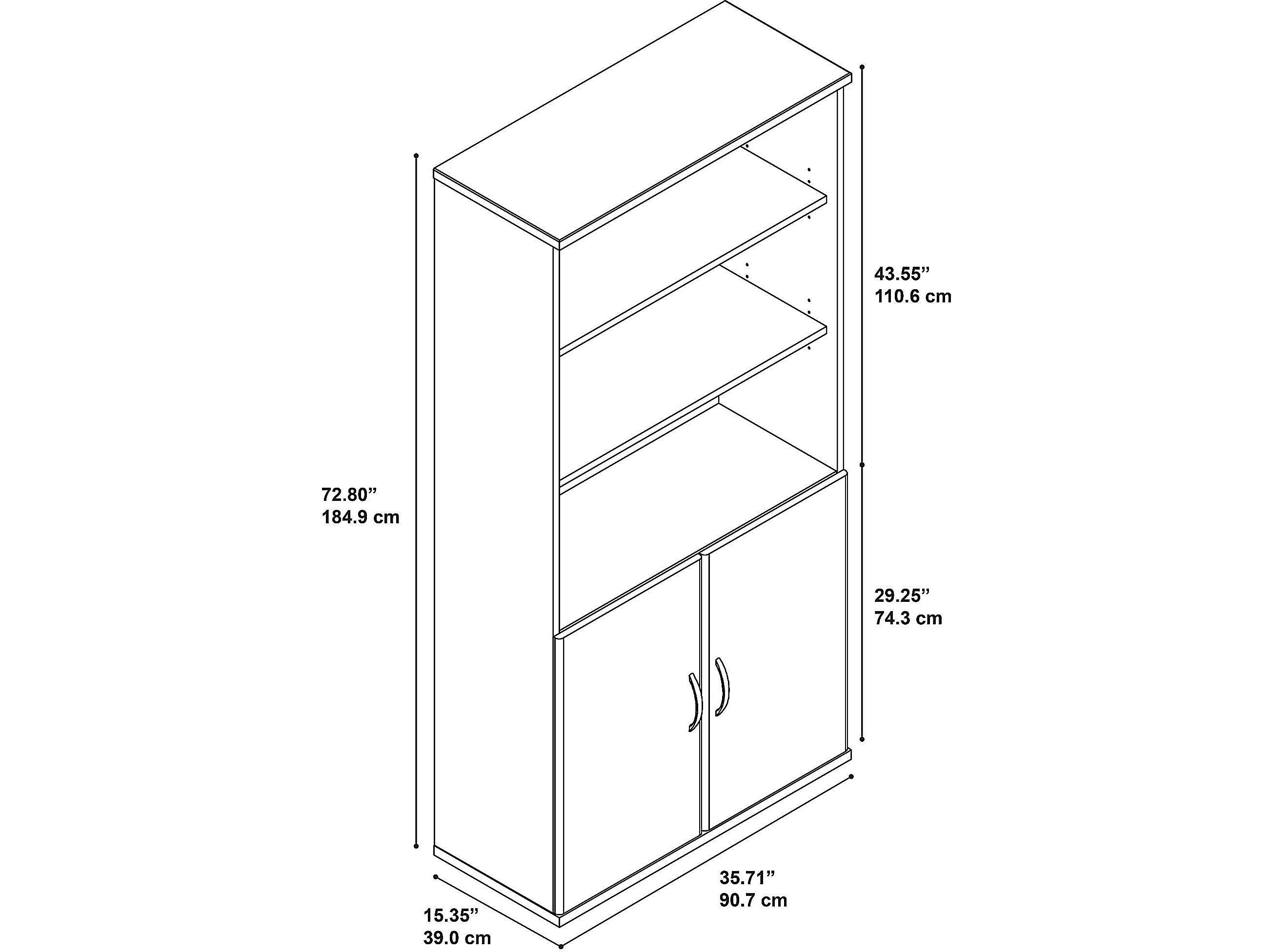 Bush Business Furniture Westfield 73"H 5-Shelf Bookcase with Adjustable Shelves, Mocha Cherry Wood (SRC103MR)