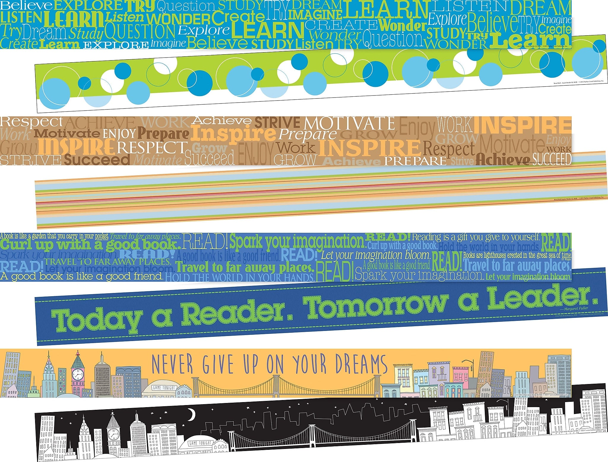 Barker Creek Double-Sided Border Set, 35" x 3", Inspirational, 4 designs, 48/Set (BC908)