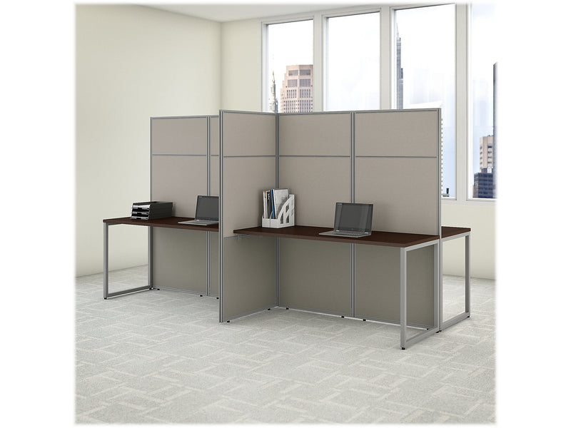 Bush Business Furniture Easy Office 66"H x 119"W 4 Person Back to Back Cubicle Panel Workstation, Mocha Cherry (EODH660MR-03K)