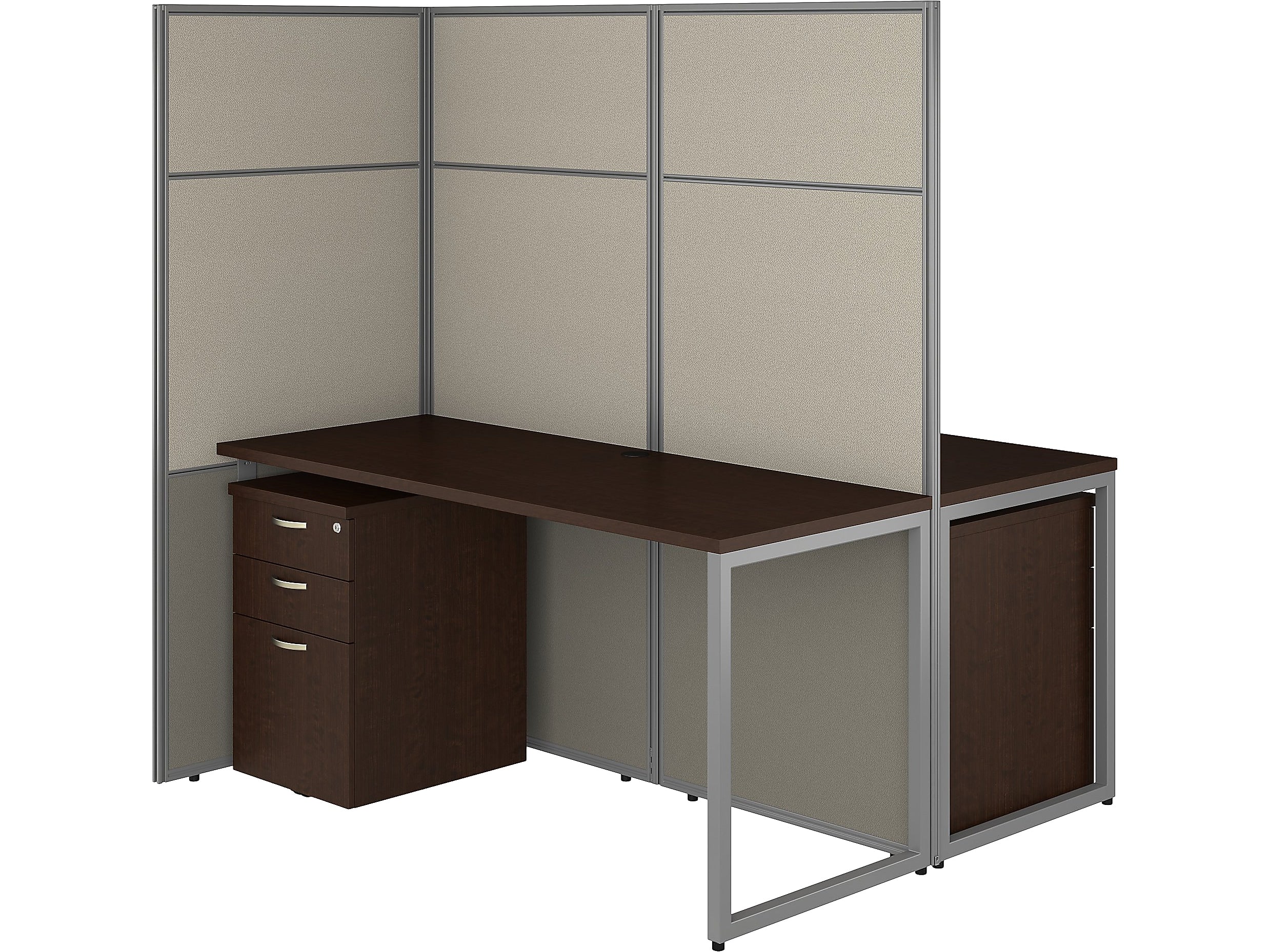 Bush Business Furniture Easy Office 66"H x 60"W 2 Person Back to Back Cubicle Panel Workstation, Mocha Cherry (EODH46SMR-03K)