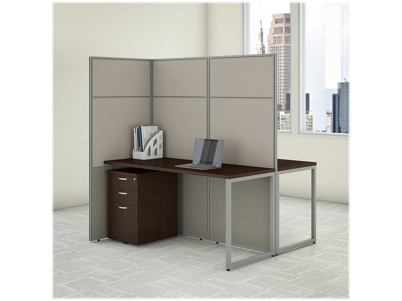 Bush Business Furniture Easy Office 66"H x 60"W 2 Person Back to Back Cubicle Panel Workstation, Mocha Cherry (EODH46SMR-03K)