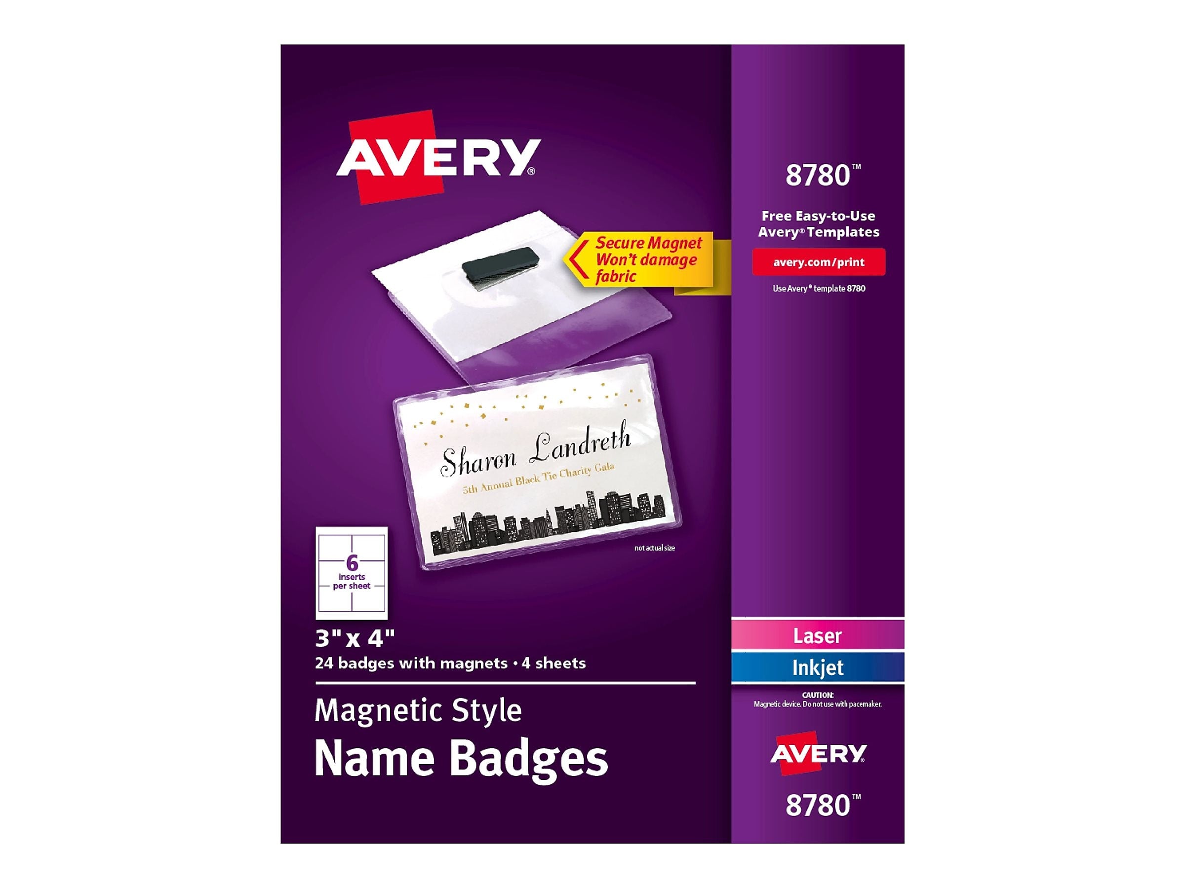 Avery Magnet ID Badge Holder, Clear, 24/Pack (8780)