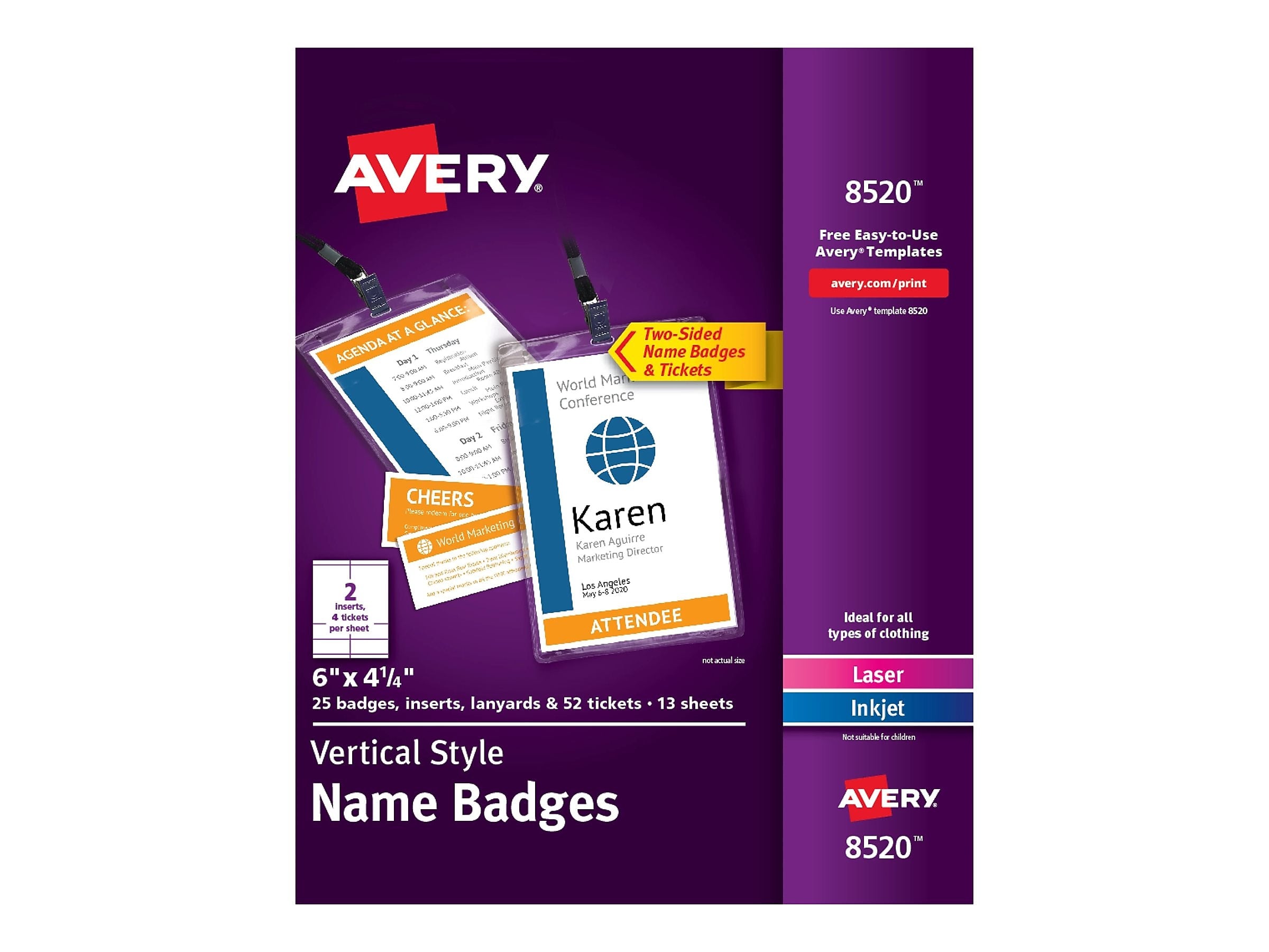 Avery ID Badge Holder with Lanyard, Clear, 25/Pack (8520)