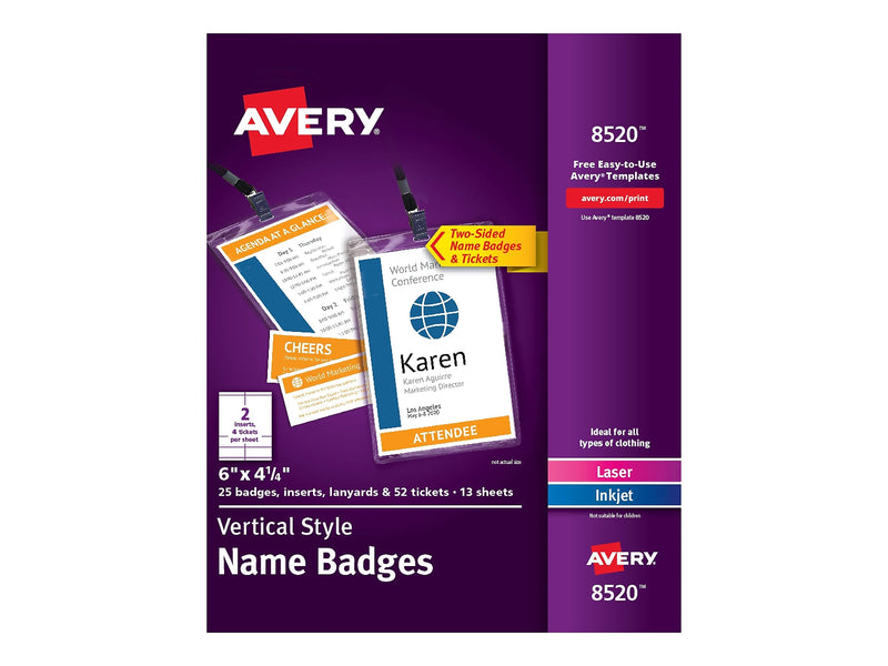 Avery ID Badge Holder with Lanyard, Clear, 25/Pack (8520)