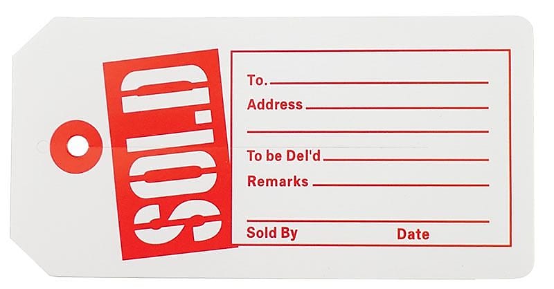 Nahanco 2 5/8" Sold Tag, Red/White, 1000/Pack (SOLD)