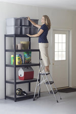 Cosco 3-Step Big Step Folding Stool, 200 lb Capacity, Light Gray(11408PBL1E)